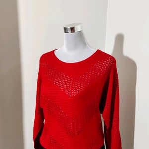 🆕 Red Hot Crochet Knitted Sweater