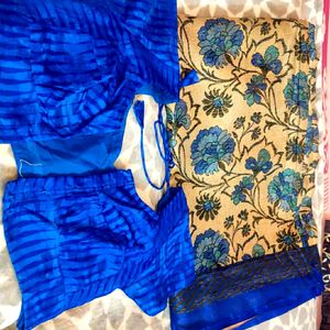 Jute Silk Saree  With Blouse - Crea &Roya Blue