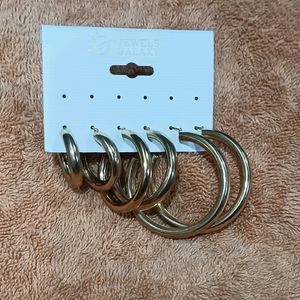 3 Pairs Of Gold Hoops