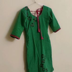 Pink With Green Kurta Set