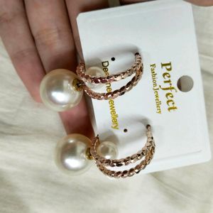 Golden And Pearl Earrings