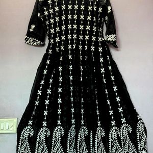 Black Georgette Chikankari Anarkali Kurta