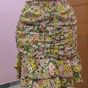 Floral Midi Skirt With Black Tube Top 🌸