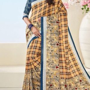 Linen Multicolor Printed Saree