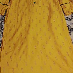 Cotton& Shilk Beautiful Yellow Gold Colour Kurti