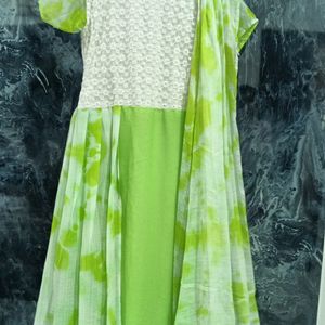 Green End White Multi Colour Dress