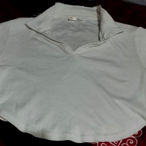 White Collar Cotton Top