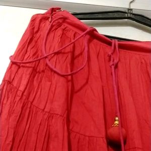 Red Cotton Skirt