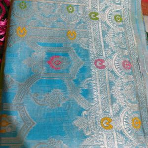 New Banarasi Soft Cotton Linen Saree