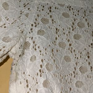 Classy White Lace Crochet Jacket