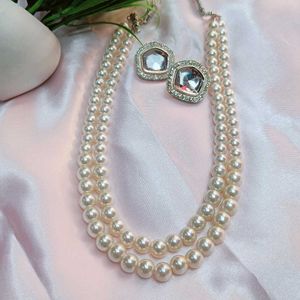 Handmade Pearls Layered Necklace Set