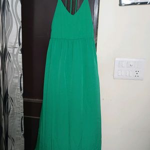 Green Maxi Dress With Stylish Back