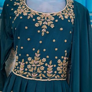 Beautiful Rama Green Sharara Full Set