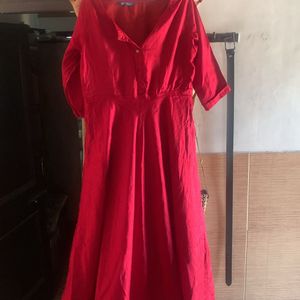 Red Long Anarkali Kurti