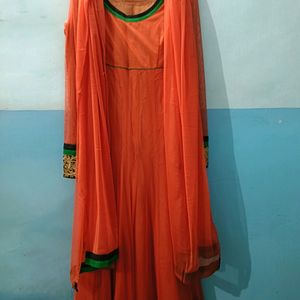 Orange Anarkali Suit With Dupatta 🟠