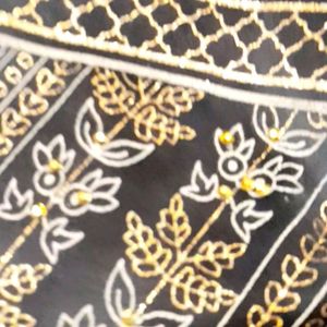 Black Nd Gold Heavy Velvet Suit With Shawl