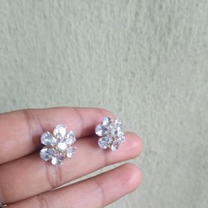 White Diamond Finish Earrings