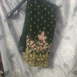 Green Frock With Multi Colour Design