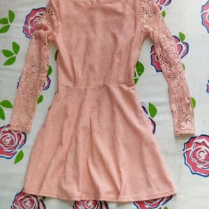 Korean pink lace dress