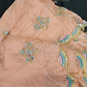 Beautiful Peach Duptta With Multicolour Embroidery