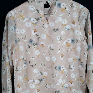 Light Peach Floral Printed Top ( Women's )