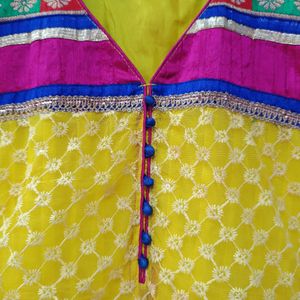 Pretty Yellow Anarkali Dress