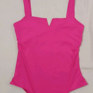 Shein Pink V-Cut Front Bodysuit