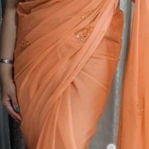 Peach Chiffon Saree