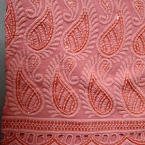 Peach Embroidered Kurta