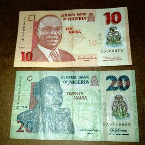 2 Pc Nigerian Naira Plastic Note Spl# 888