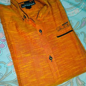 Men Shirt | Orange Colour | Slim Fit |Textured