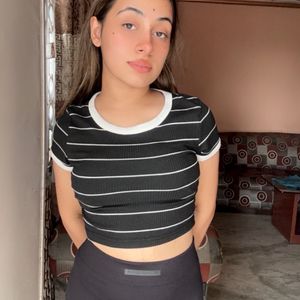 Black Strips Crop Top