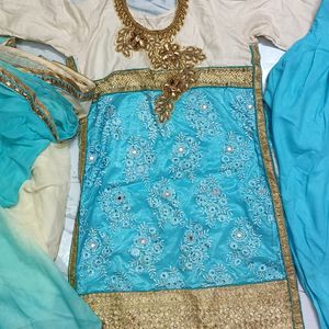 Beautiful Partywear Suit 3pc Blue