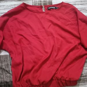 Red Blouson Top