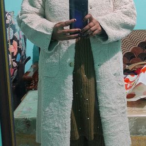 White Furry Overcoat For Winter (Price Low Today)