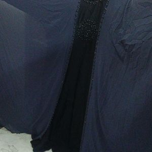 Modesty Navy Blue And Black Kaftan Abaya