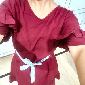 Maroon Dress M Size