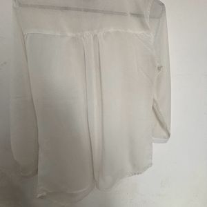 Cream Coloured Chiffon See Through Tunic Shirt