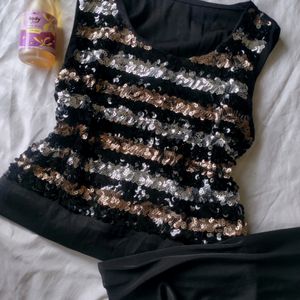 Black Sequin Sleeveless Top