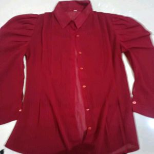 Maroon Color Deginer Shirt For Women