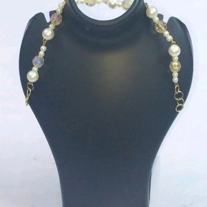 Korean Braslate Trend gold cream pearls natural