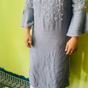 Kurti With Heavy Moti Work  Embroidery