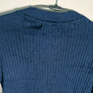 H&M Casual Regular Sleeves Solid Women Blue Top