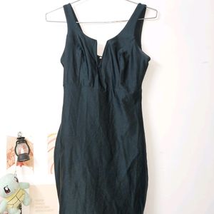 Dark Green Dress (Deep Neck)