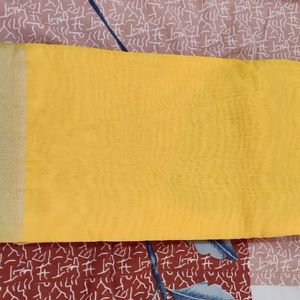 Yellow Golden Border Saree