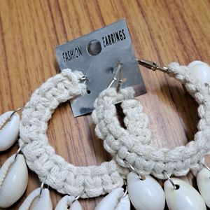 White sea shell earrings