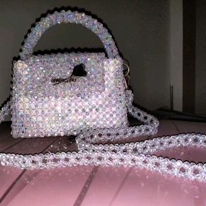 White Beaded Sling Bag