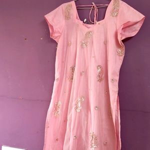 Stiched Baby Pink Sequin Kurti