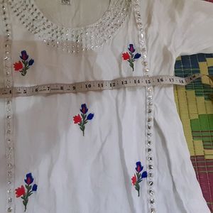 White A Line Kurti Full Length