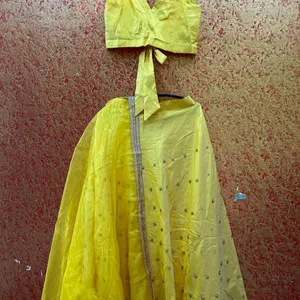 Yellow Lehenga Choli With Net Dupatta